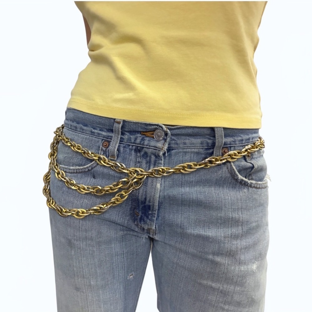 Festival Grunge Vintage Mixed Metal Multi Strand Chain Belt Heart Padlock Charm
